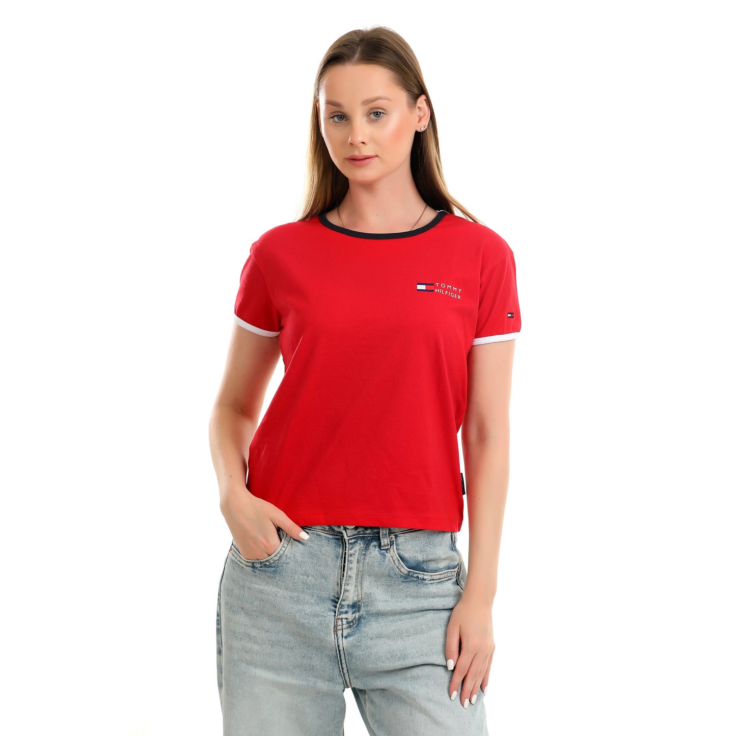 Women T-shirt Tommy Cotton-Red