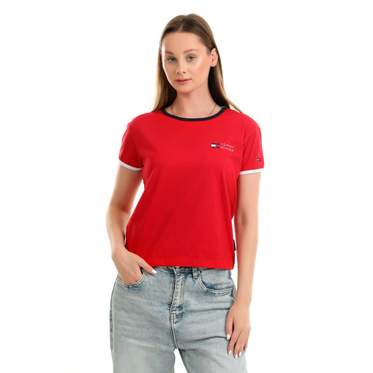Women T-shirt Tommy Cotton-Red