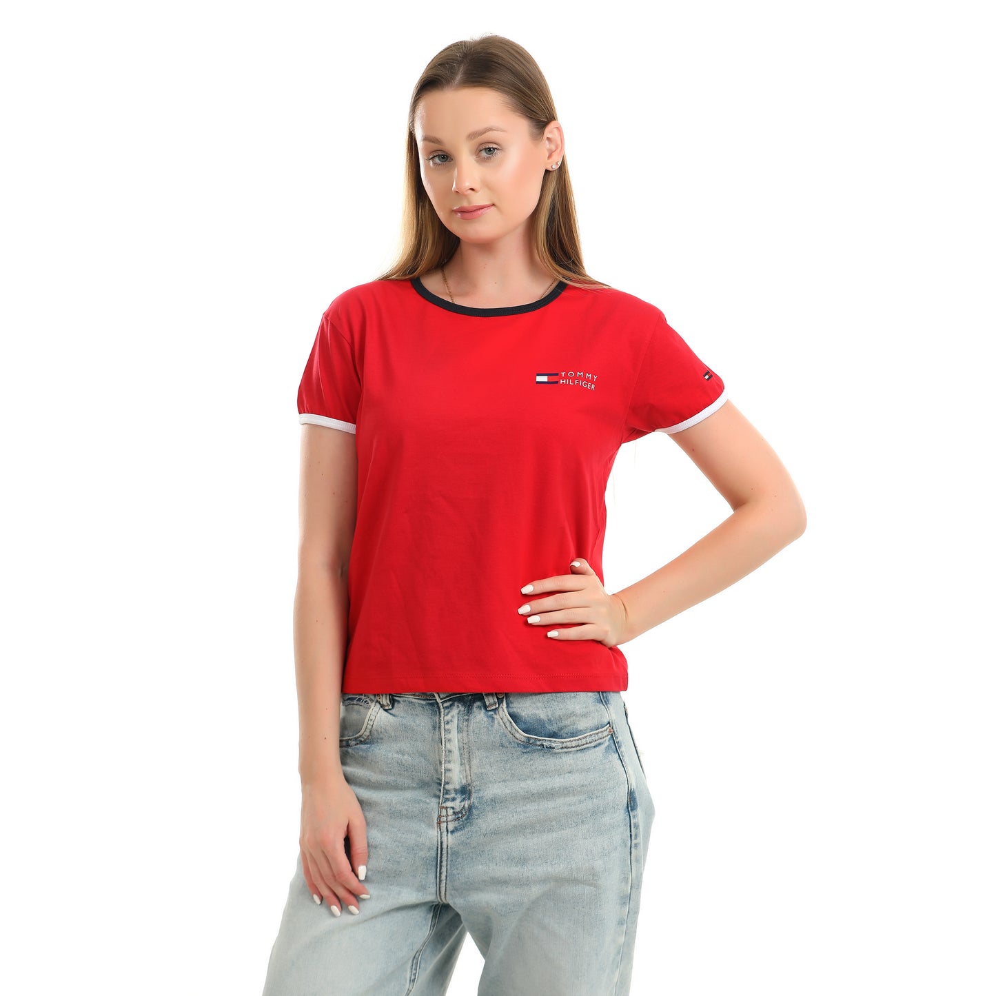 Women T-shirt Tommy Cotton-Red
