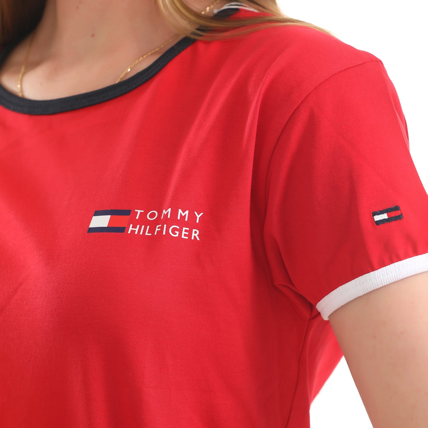 Women T-shirt Tommy Cotton-Red