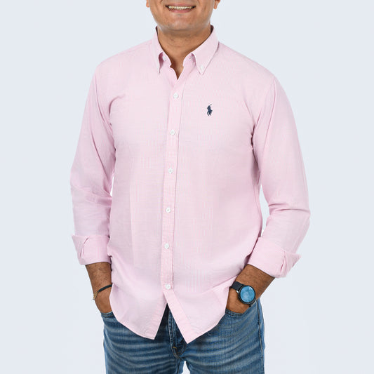 Men Shirt Polo-Oxford- pink