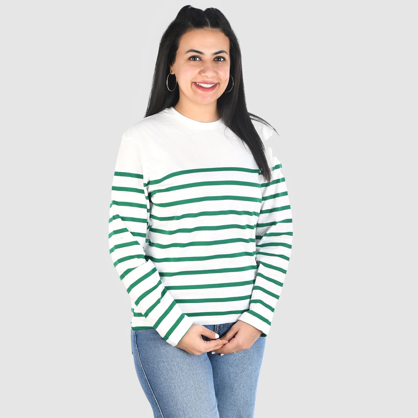 women T-shirt (Stradivarius)Striped Cotton