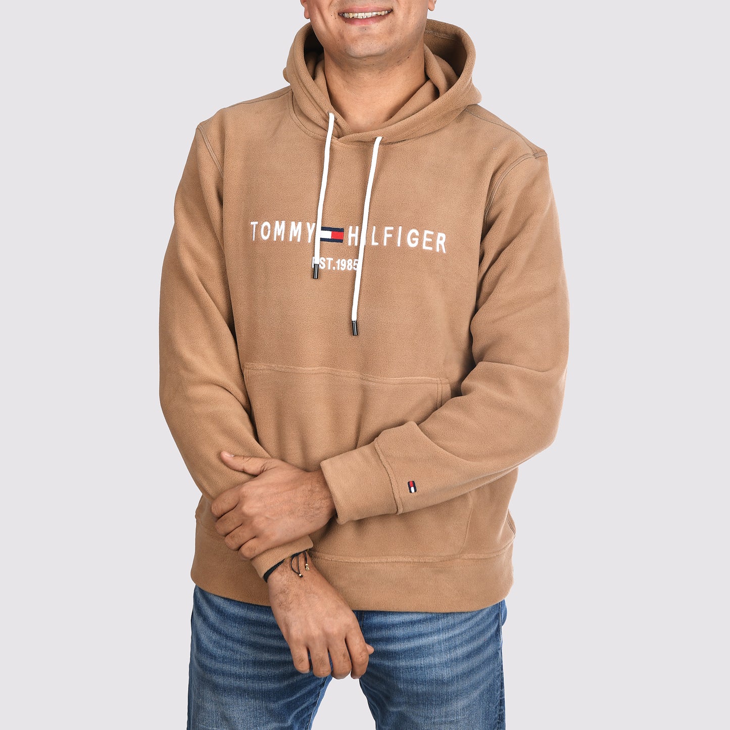 Men Hoodies Fleece Tommy Beige