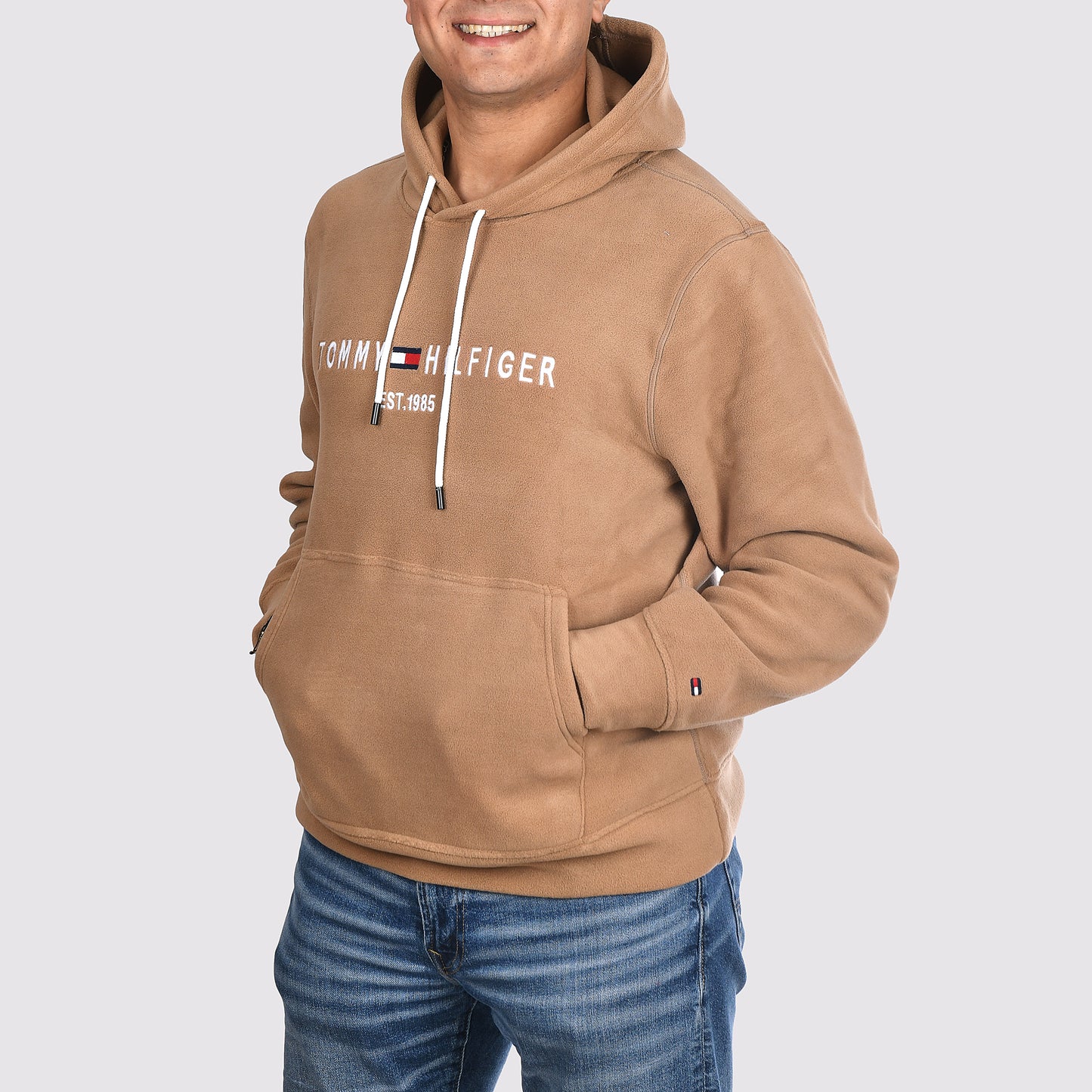 Men Hoodies Fleece Tommy Beige