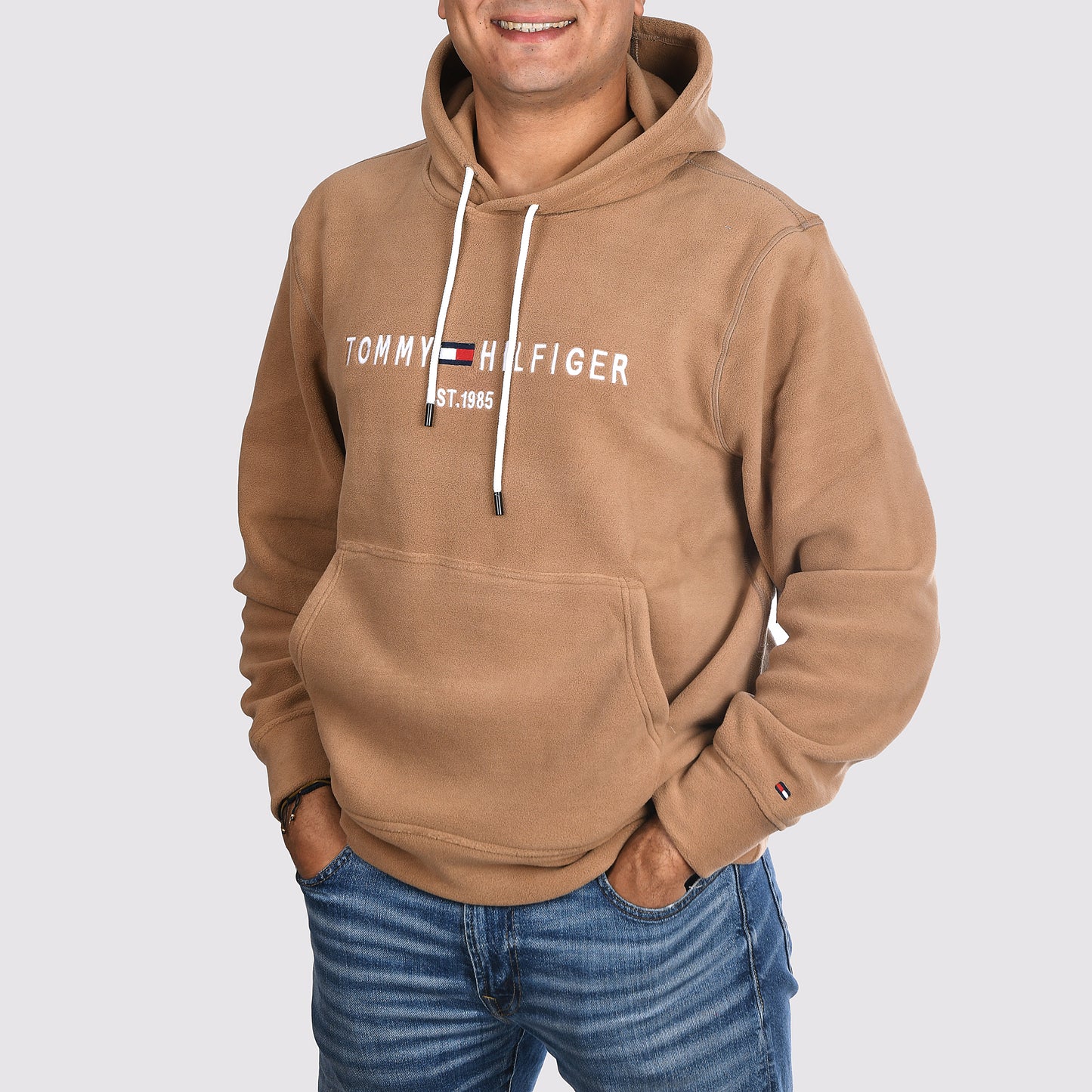 Men Hoodies Fleece Tommy Beige