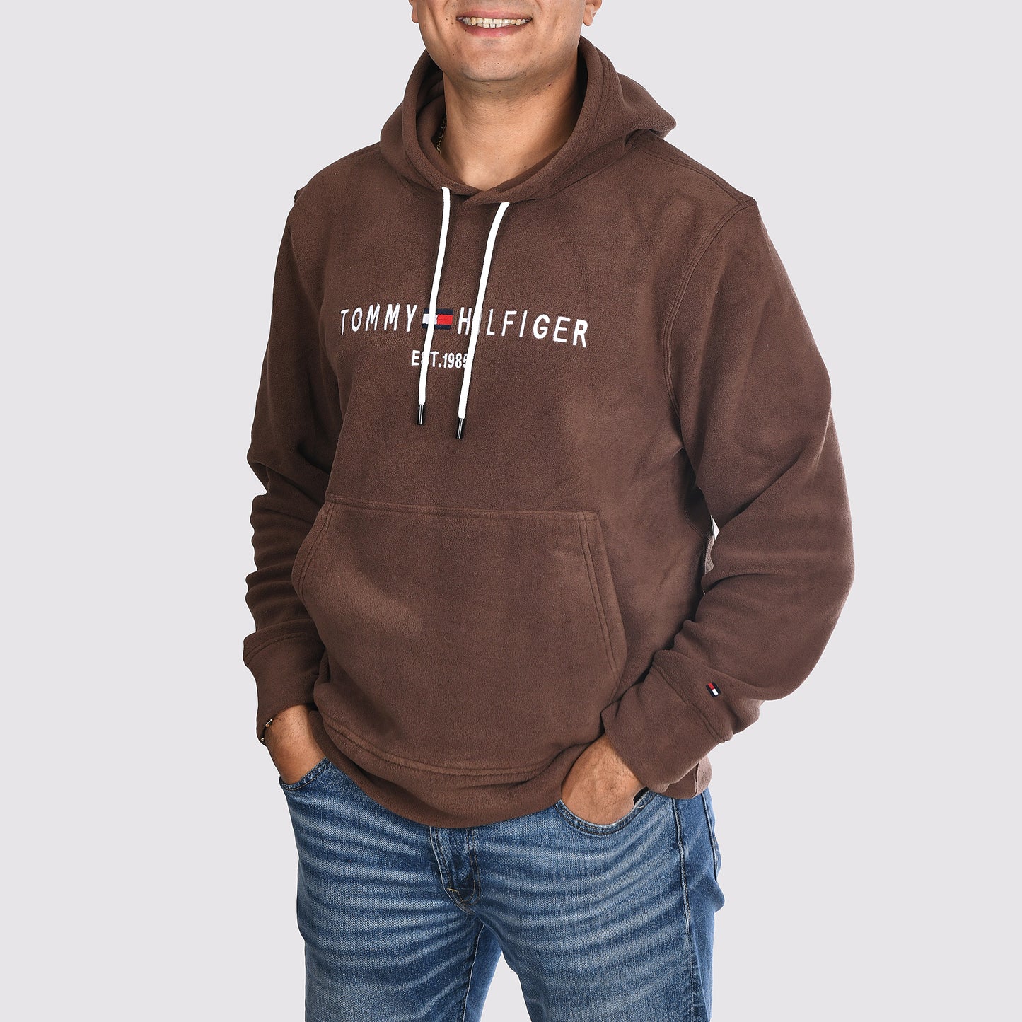 Men Hoodies Fleece Tommy Brown