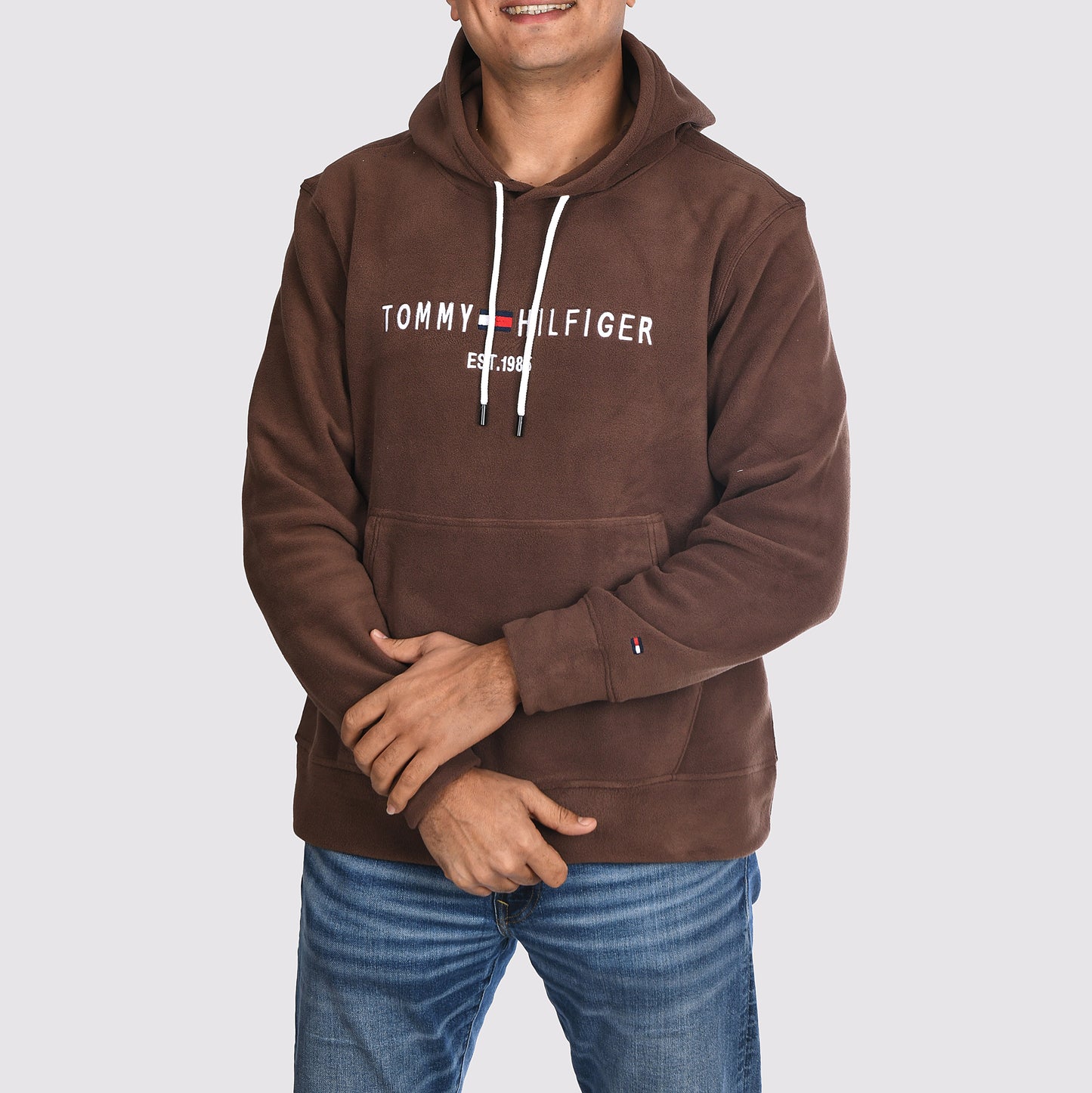 Men Hoodies Fleece Tommy Brown