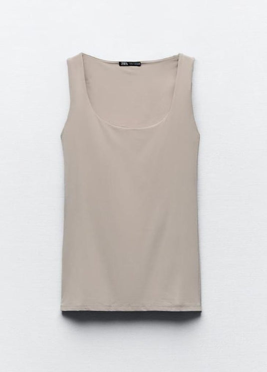 Women top Zara (Polyamide)-beige