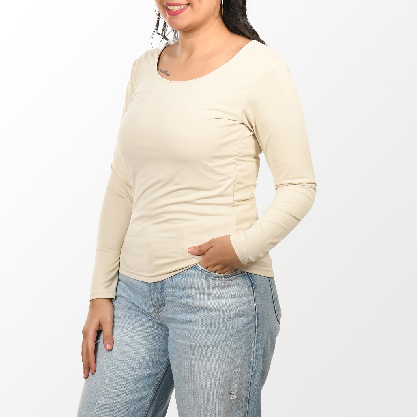 Women top Sleeve Zara (Polyamide)-Beige