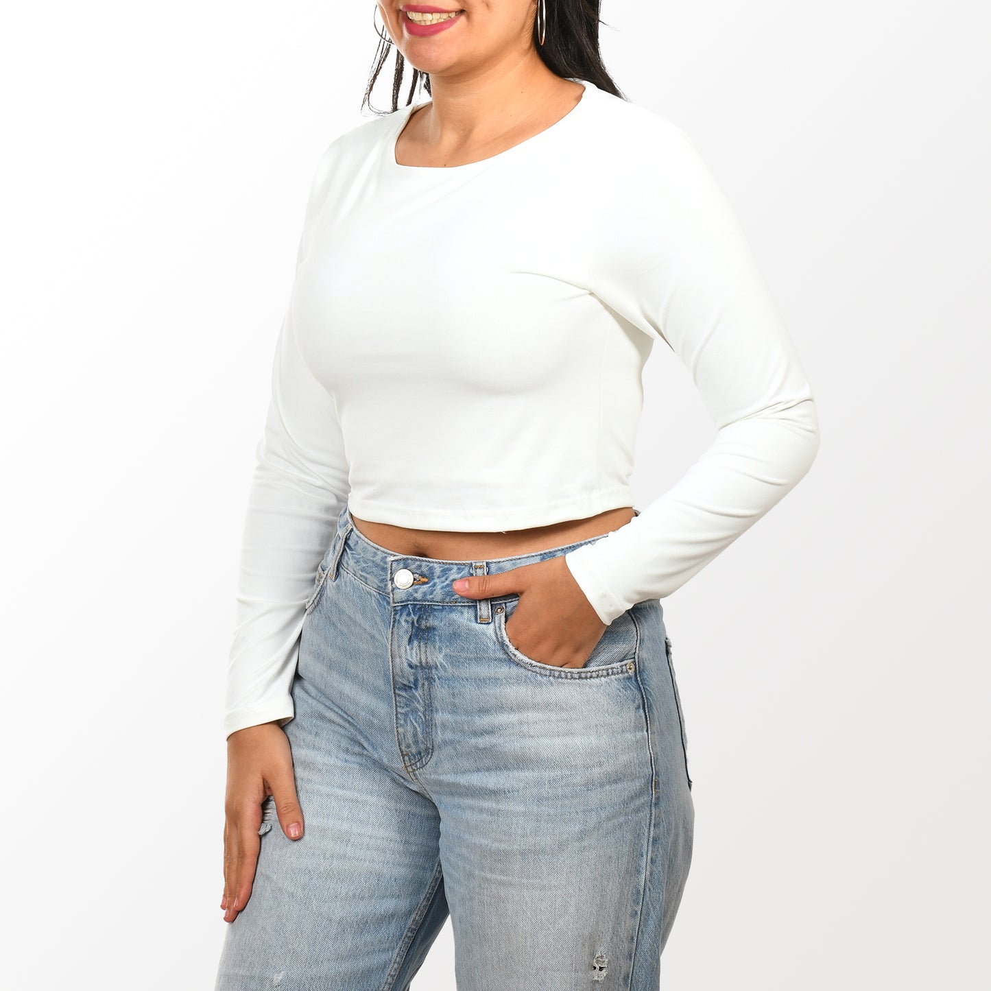 Women top Sleeve Zara (Polyamide)-White