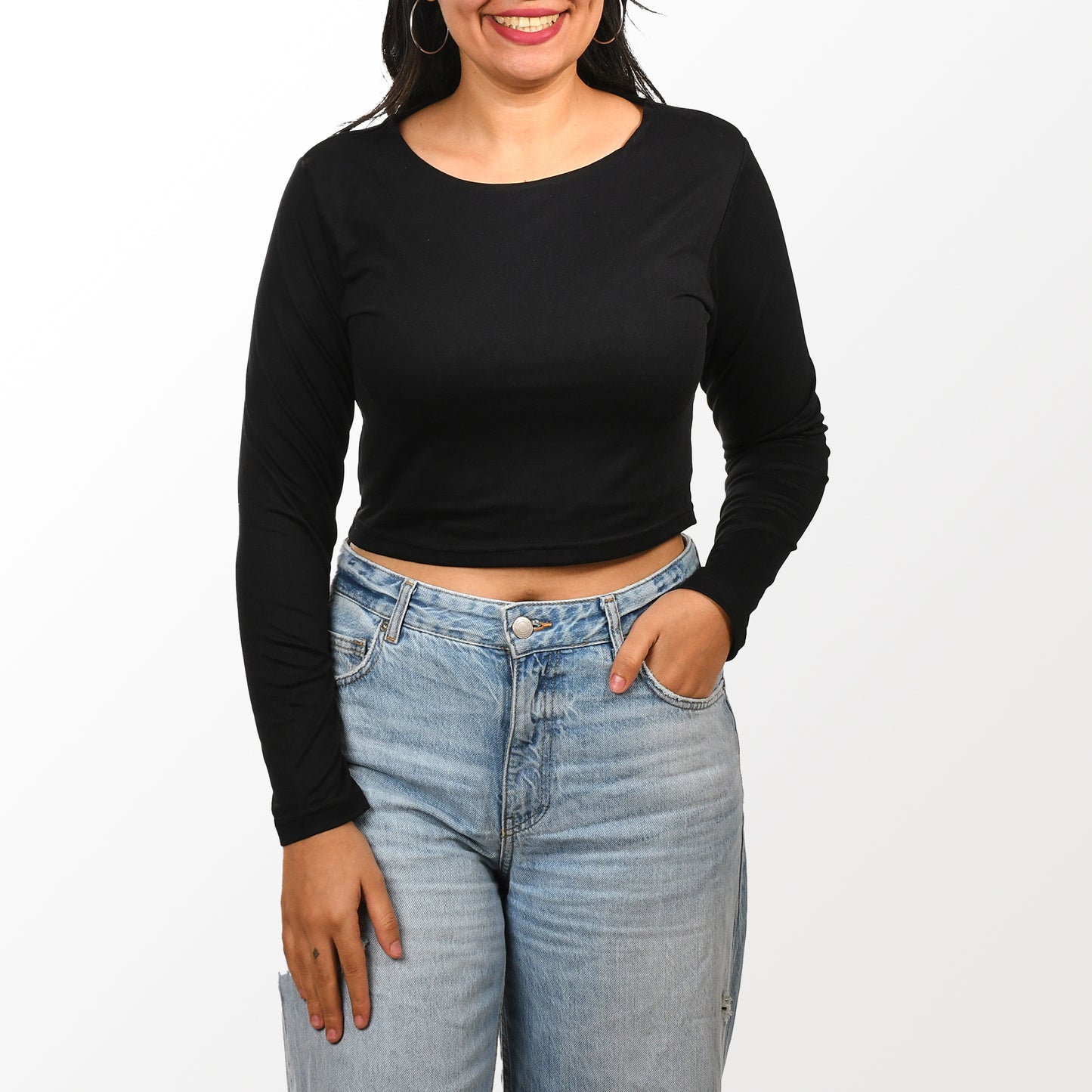 Women top Sleeve Zara (Polyamide)-Black