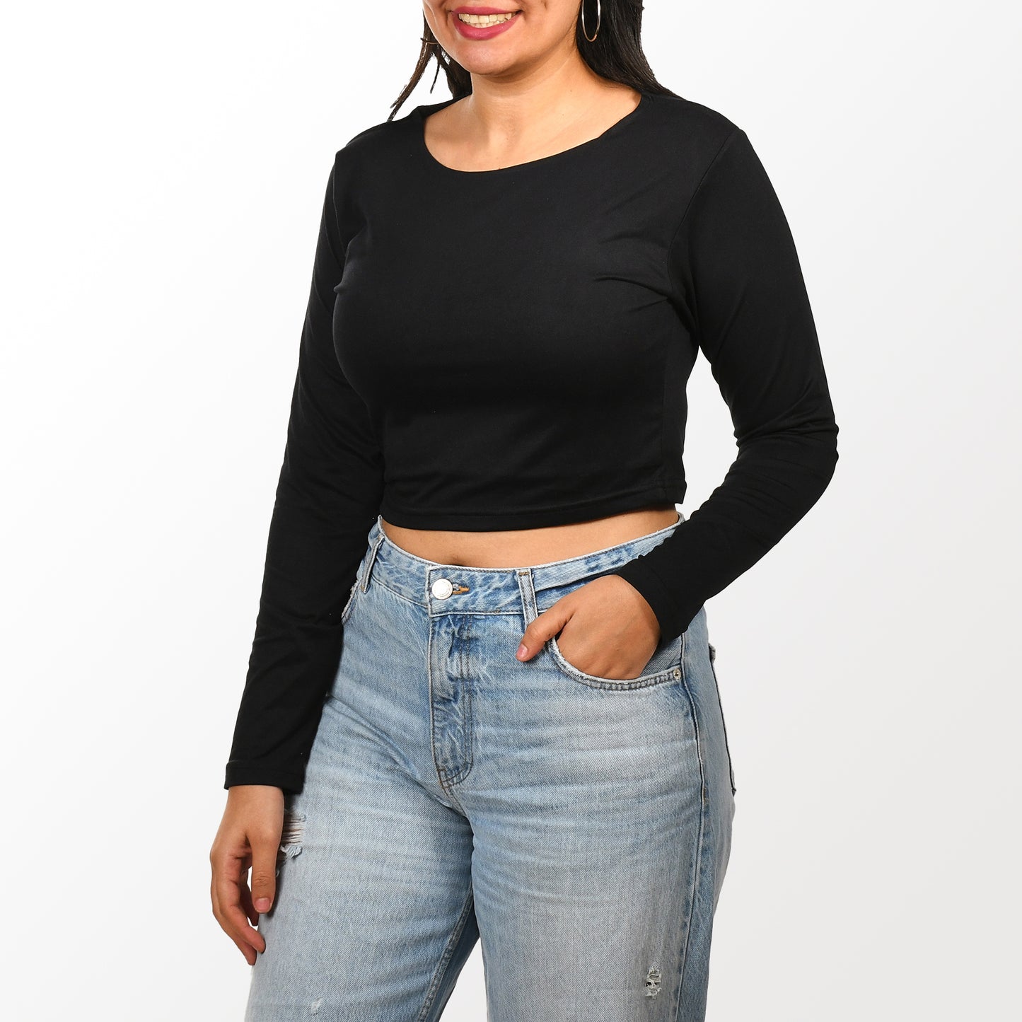 Women top Sleeve Zara (Polyamide)-Black