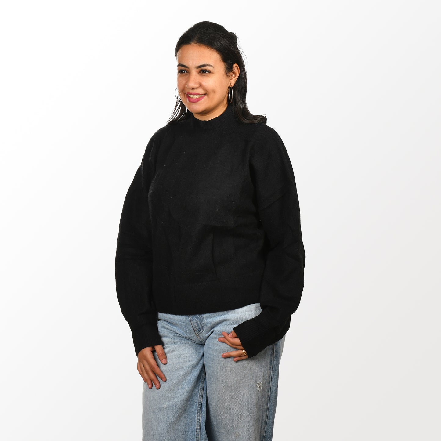 Women  Pullover Half Cool - Black